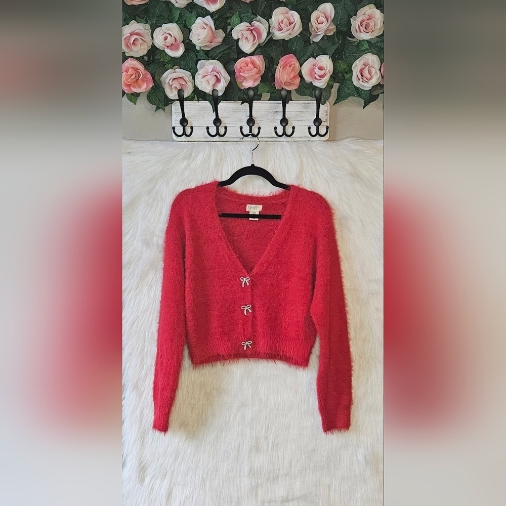 Jessica Simpson Ulta Soft Cropped Sweater w/ Bow Buttons